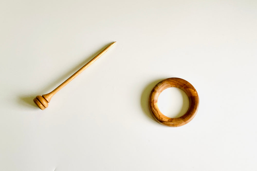 Handcrafted Applewood and Oak Shawl and Hair Pin