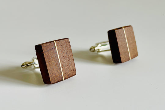 Artisan Hardwood Cufflinks - Vertical Inlay