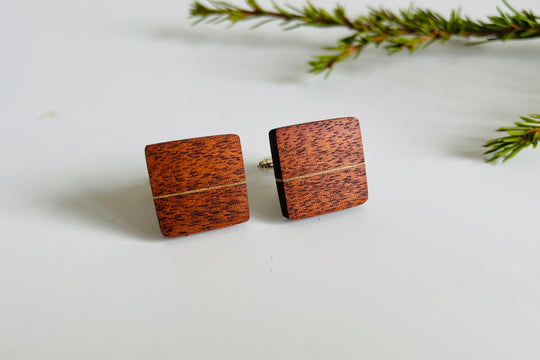 Handcrafted Rescued Hardwood Cufflinks - Horizontal Inserts