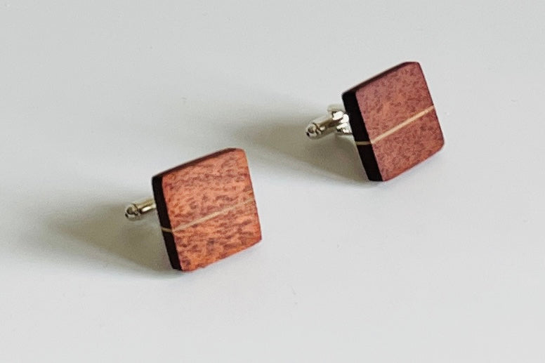 Handcrafted Rescued Hardwood Cufflinks - Horizontal Inserts